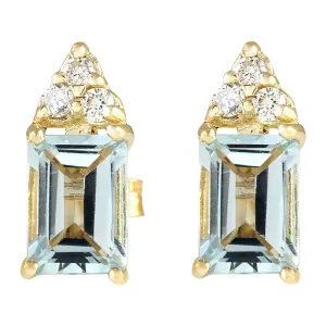 2.65 Carat Natural Aquamarine 14K Yellow Gold Diamond Earrings