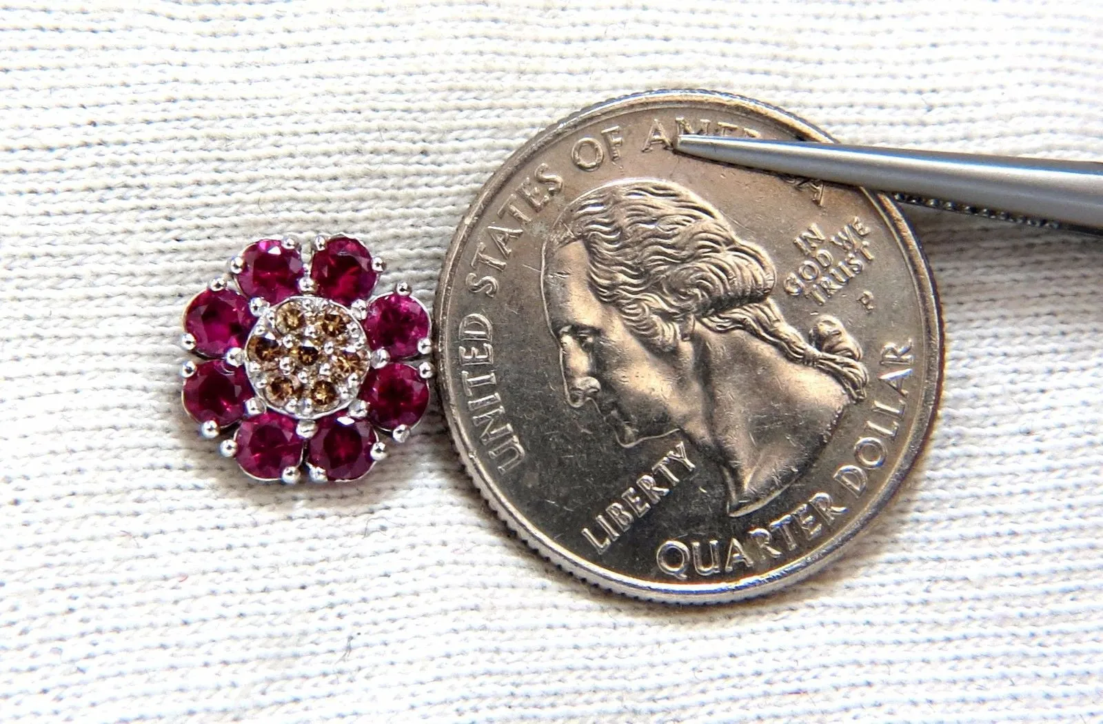 2.65ct Natural Fancy Color Diamonds Ruby Cluster Earrings 14kt