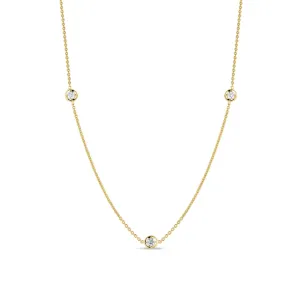 3 Bezel Set Diamond Station Necklace
