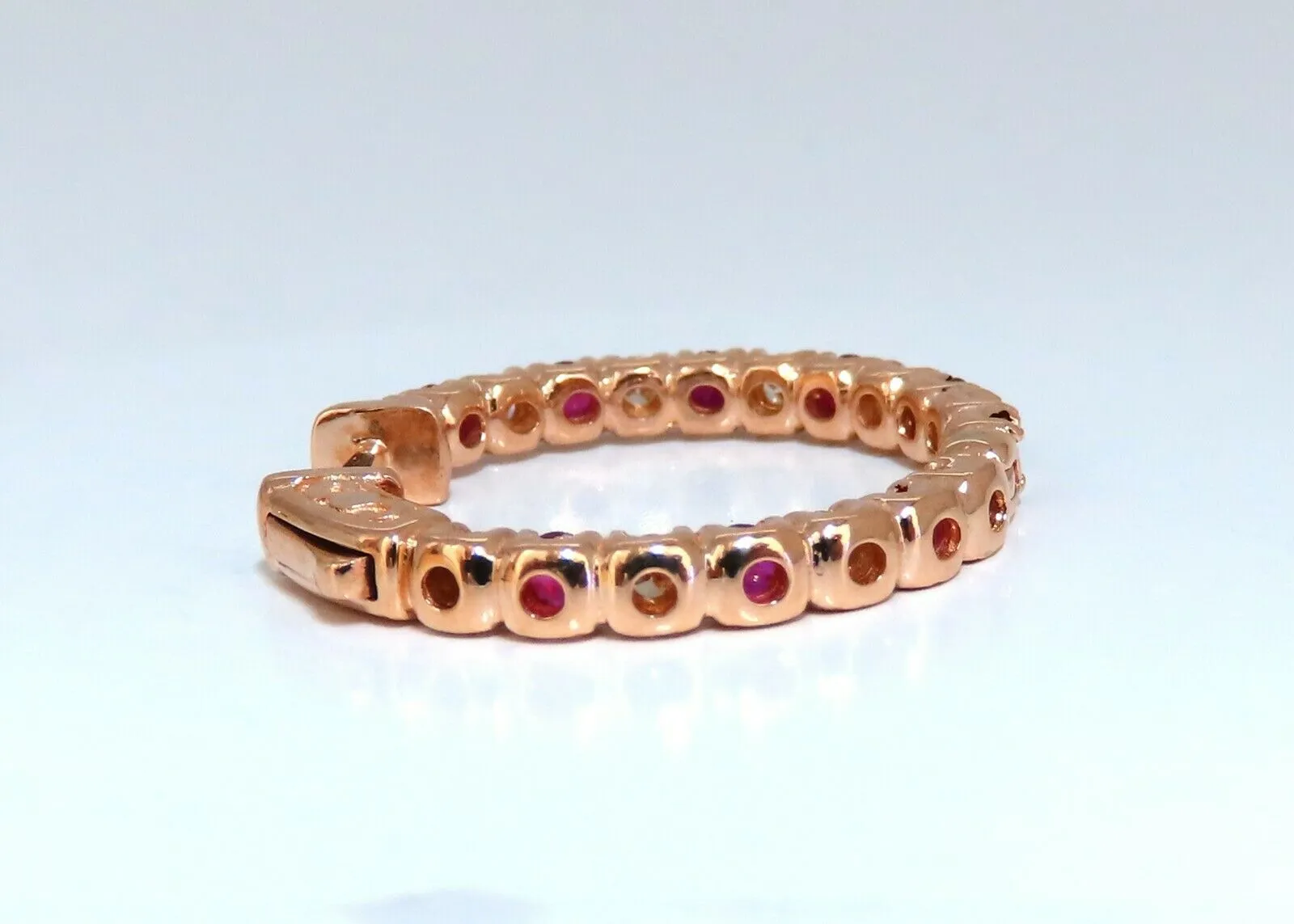 3.45ct natural Ruby diamonds hoop earrings 14kt rose gold inside out
