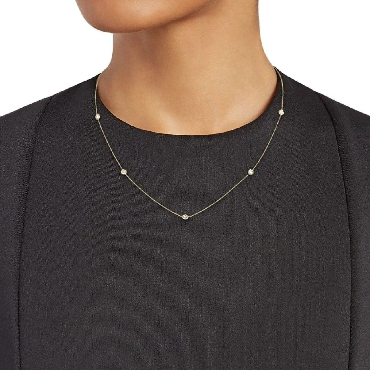 5 STATION NECKLACE 18K YELLOW GOLD