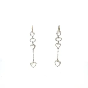 5.90 Carat Rose Cut H SI1 Diamond Platinum Tear Drop Earrings