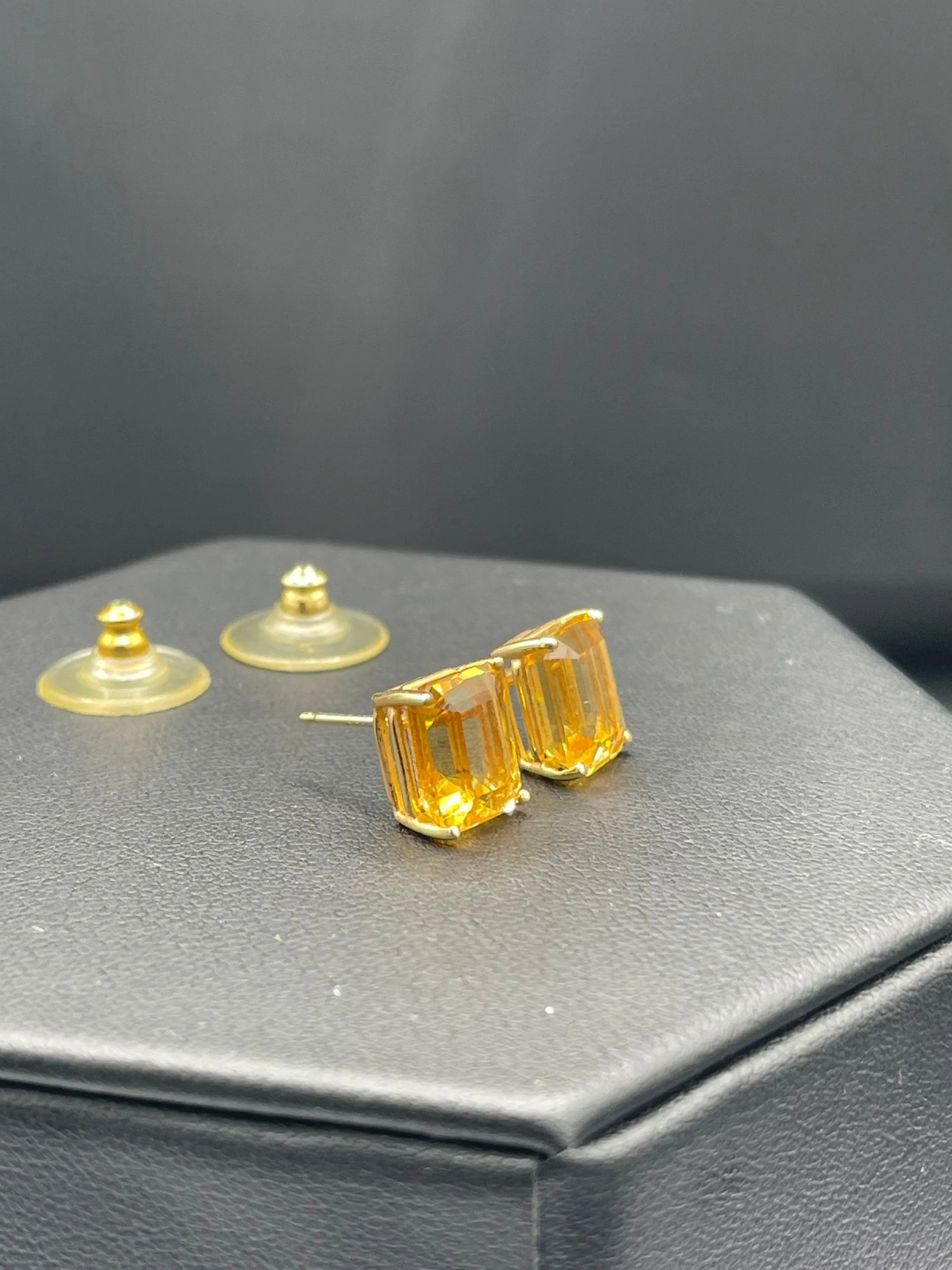 6.04 Carat Citrine 14k Yellow Gold Stud Earrings