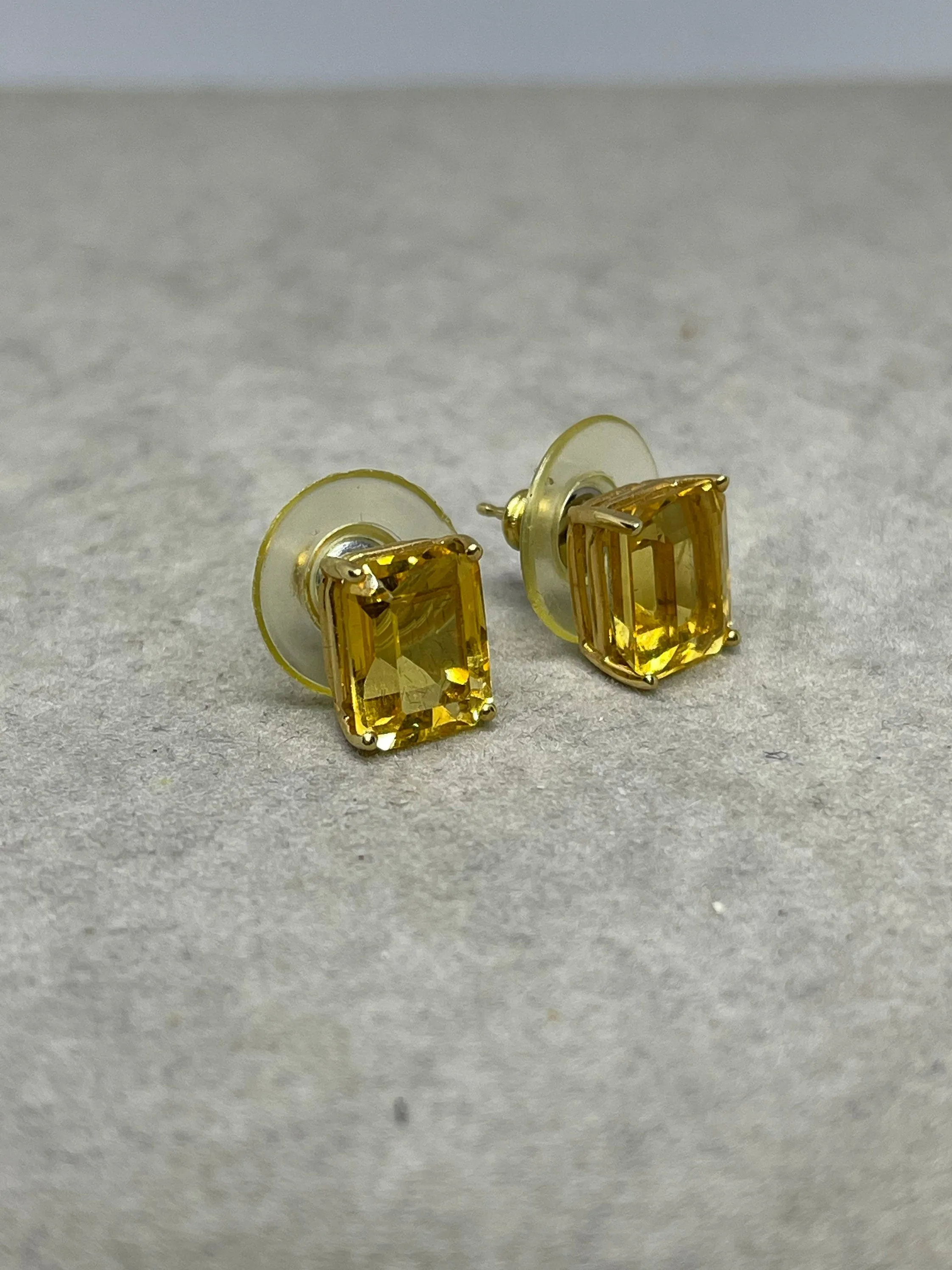 6.04 Carat Citrine 14k Yellow Gold Stud Earrings