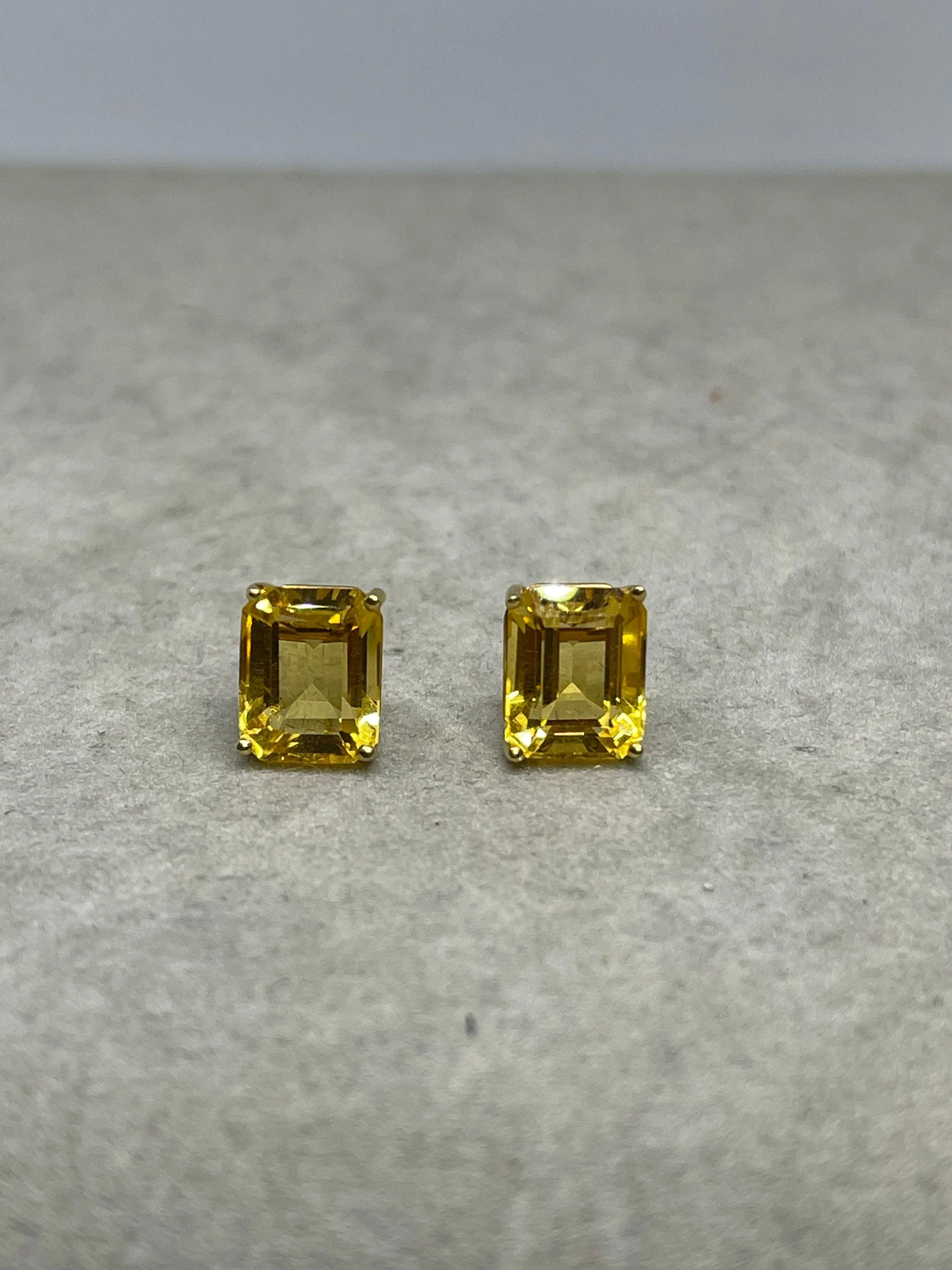 6.04 Carat Citrine 14k Yellow Gold Stud Earrings