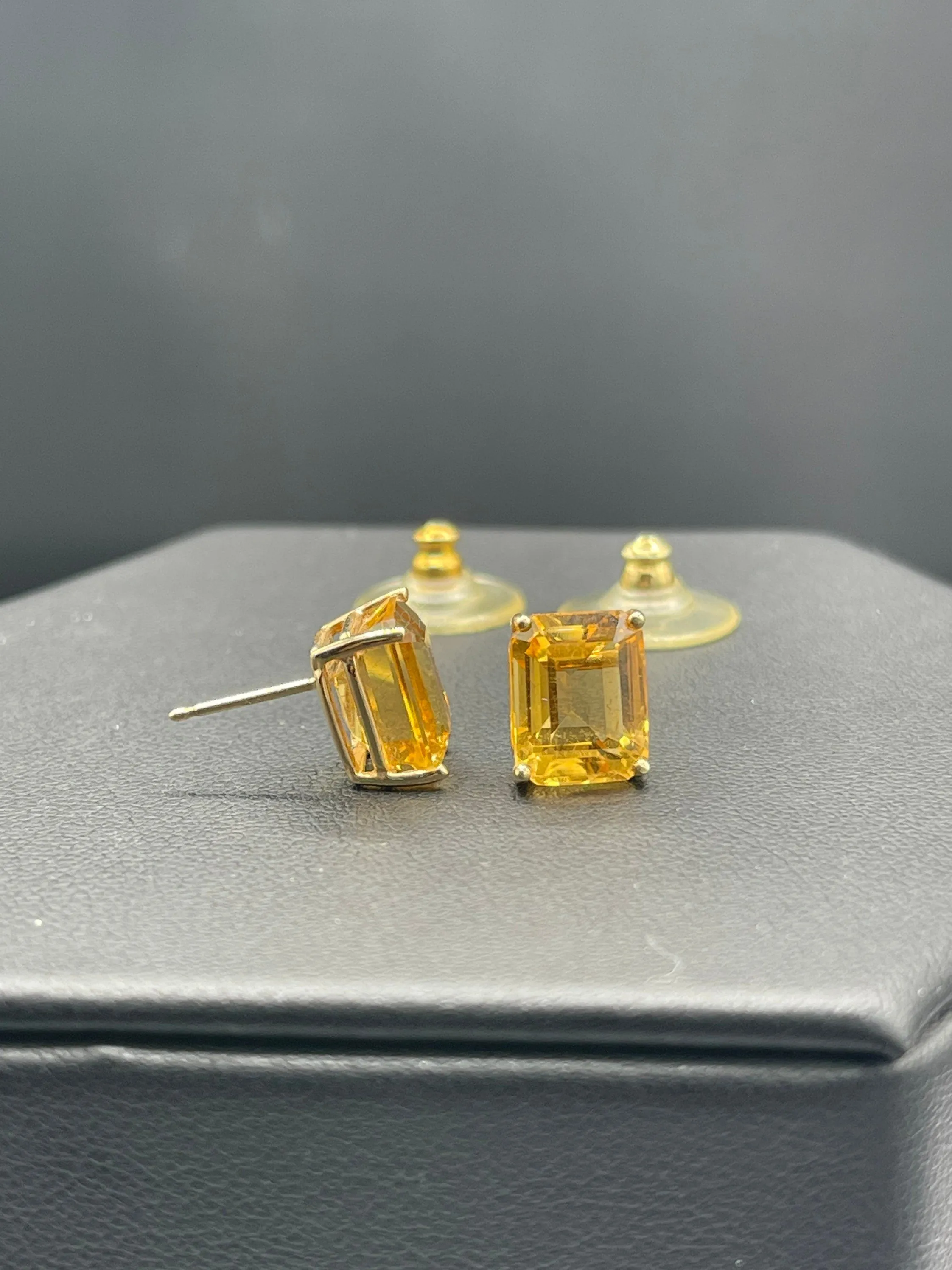 6.04 Carat Citrine 14k Yellow Gold Stud Earrings