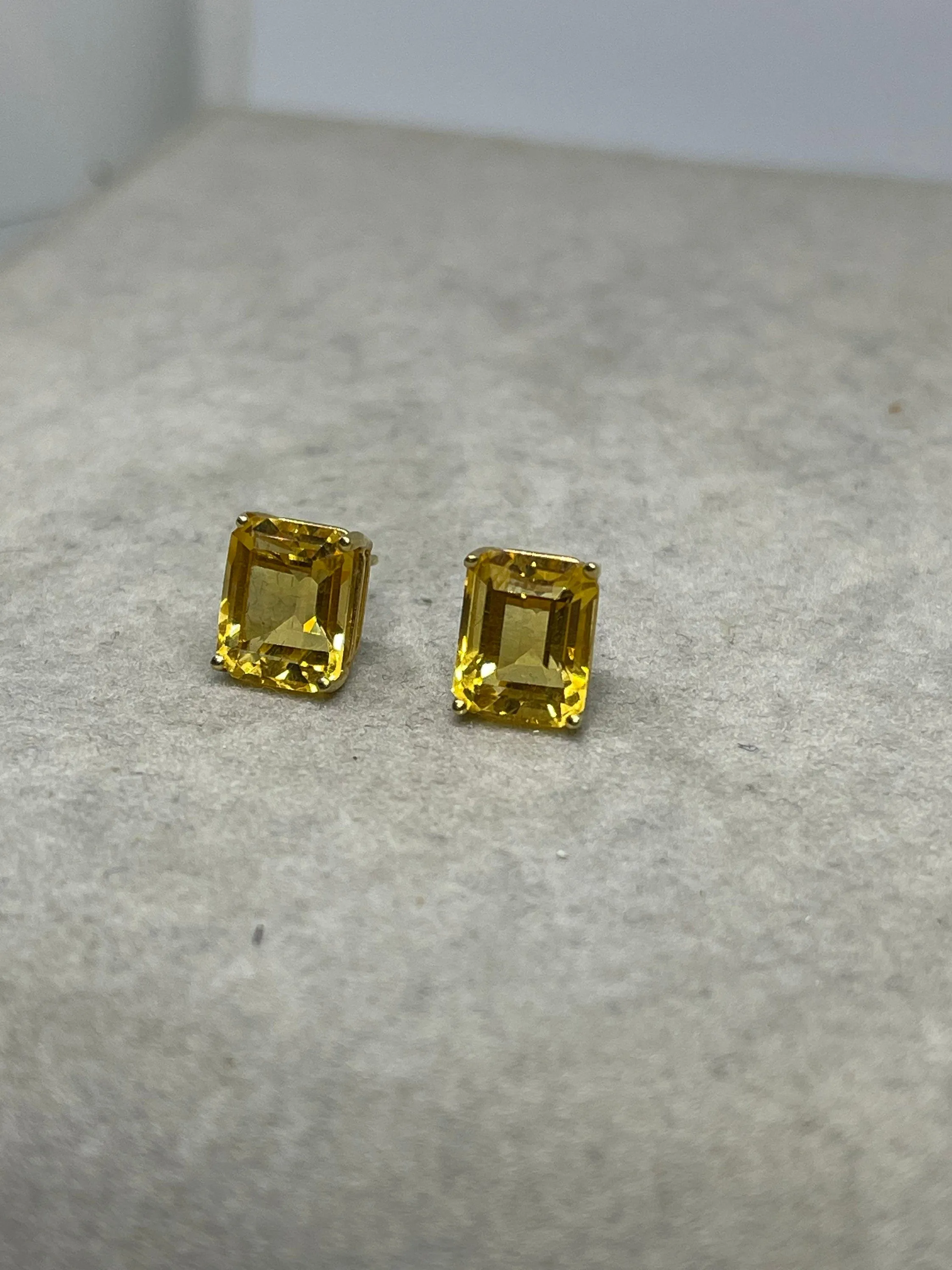 6.04 Carat Citrine 14k Yellow Gold Stud Earrings