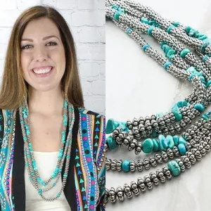 72492 - Squash Blossom Necklaces - Silver Turquoise