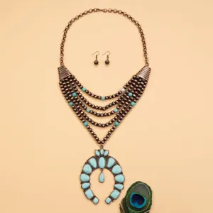 72587 - Squash Blossom Necklace - Turquoise Copper