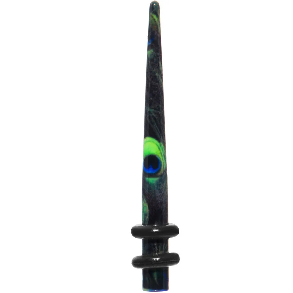 8 Gauge Peacock Feathers Acrylic Taper