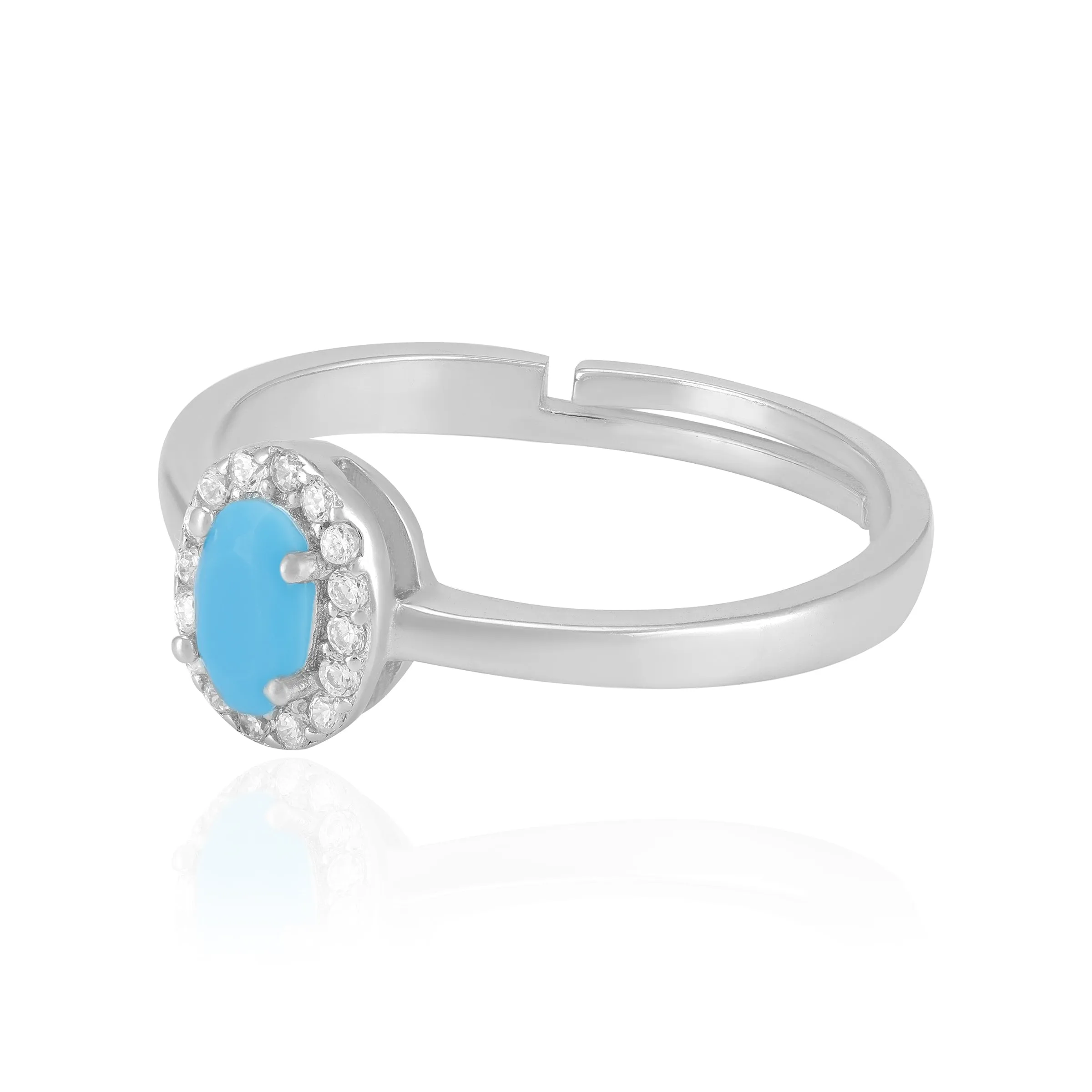 925 Sterling Silver December Month Oval Turquoise Birthstone Ring For Women