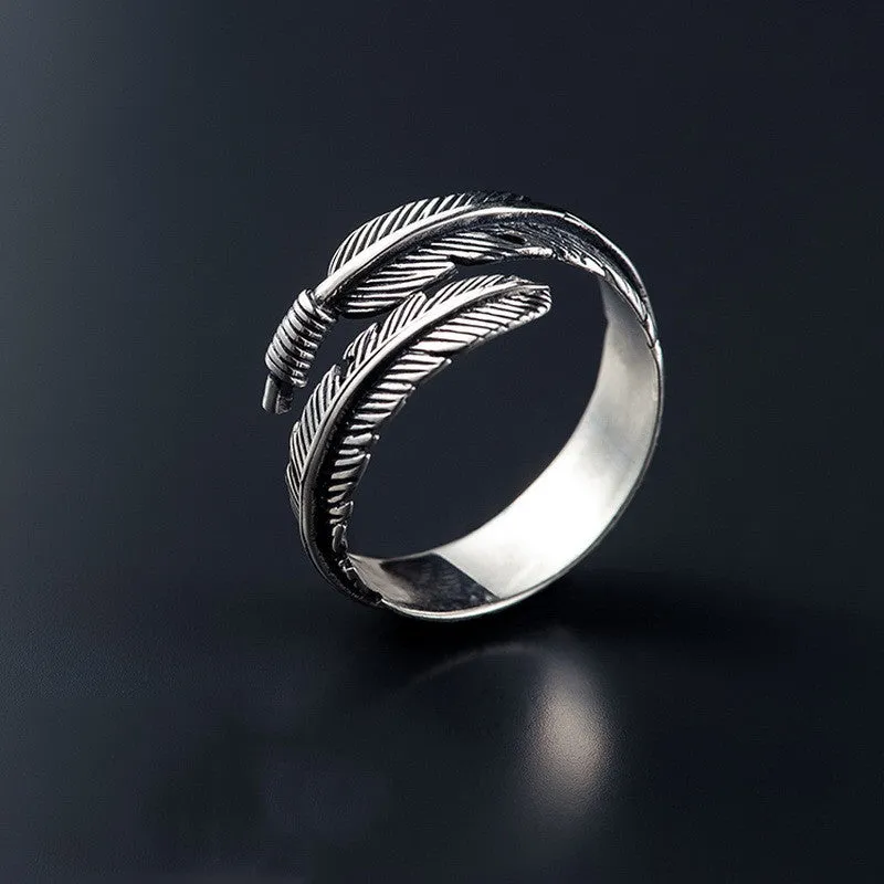 925 Sterling Silver Feather Ring