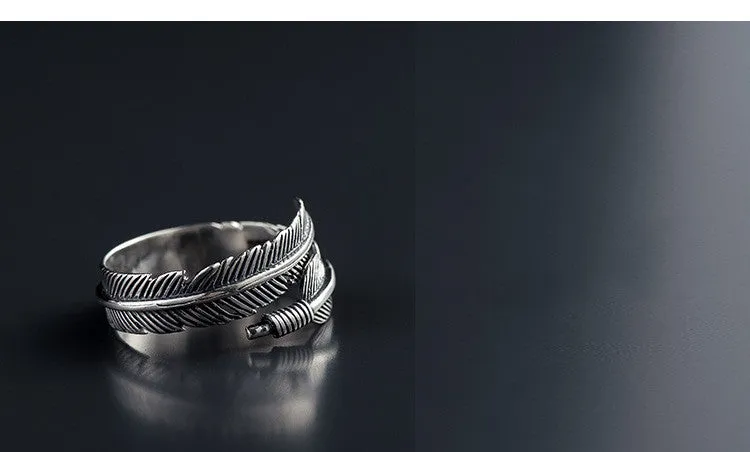 925 Sterling Silver Feather Ring