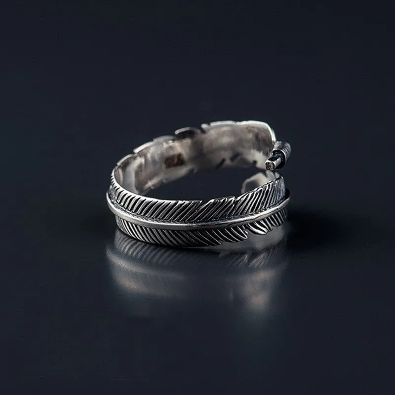 925 Sterling Silver Feather Ring