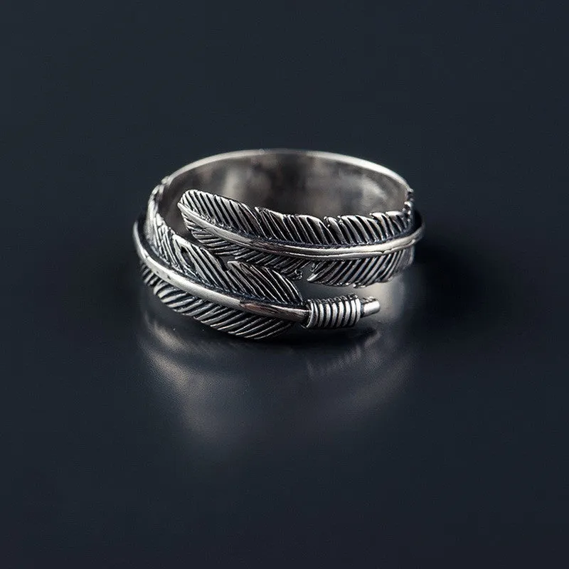 925 Sterling Silver Feather Ring