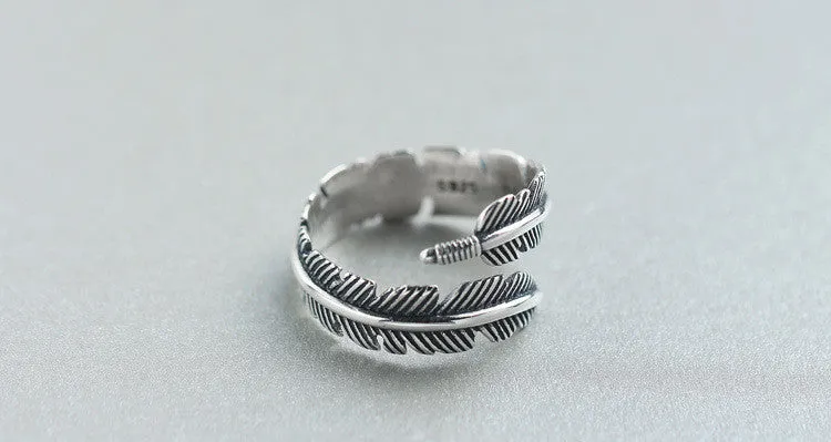 925 Sterling Silver Feather Ring