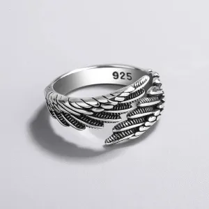 925 Sterling Silver Women's Ring Feather Wing Dating Jewelry Aesthetic Accessories