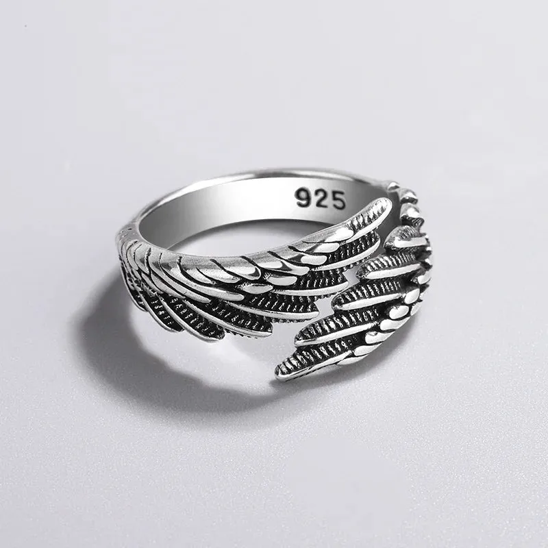 925 Sterling Silver Women's Ring Feather Wing Dating Jewelry Aesthetic Accessories