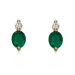9ct Gold Emerald & Diamond Earrings