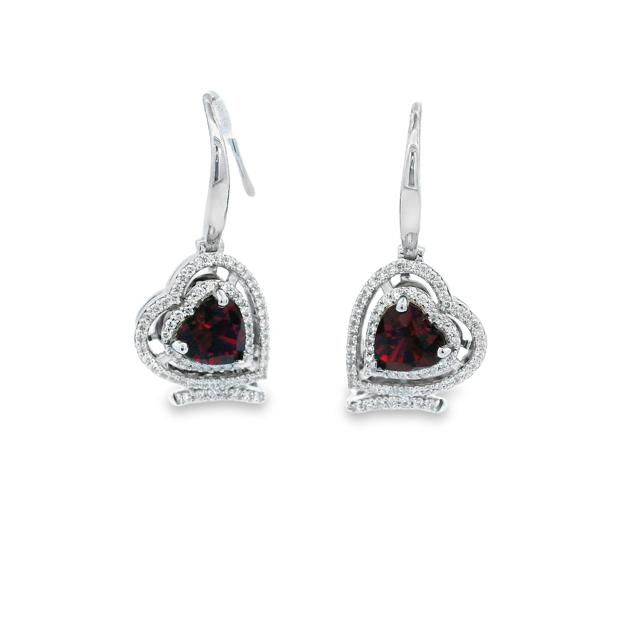 9ct WG Heart Shaped Ruby and LGD Earrings E-00086