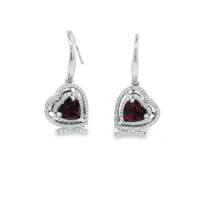 9ct WG Heart Shaped Ruby and LGD Earrings E-00086