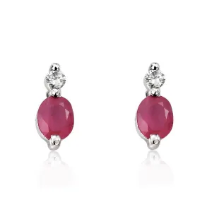 9ct White Gold Diamond & Ruby Stud Earrings