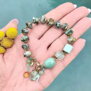 African Turquoise Hand Knotted Bracelet