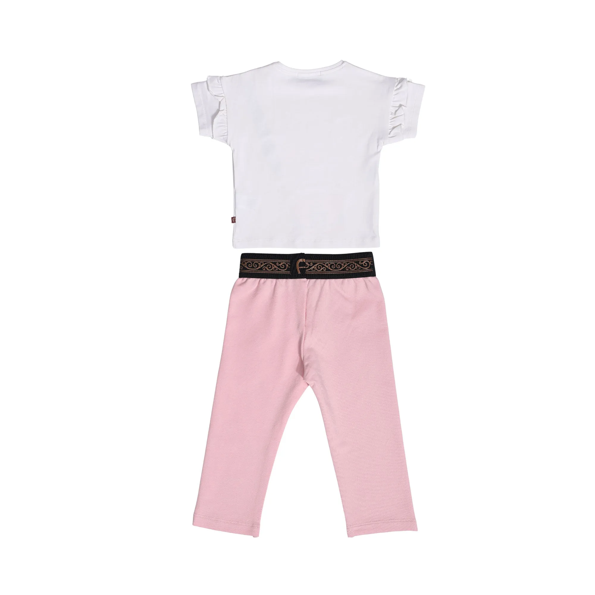 Aigner Kids Baby Girl's White and Pink Set T-Shirt & Leggings