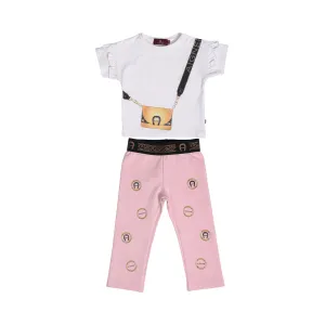Aigner Kids Baby Girl's White and Pink Set T-Shirt & Leggings