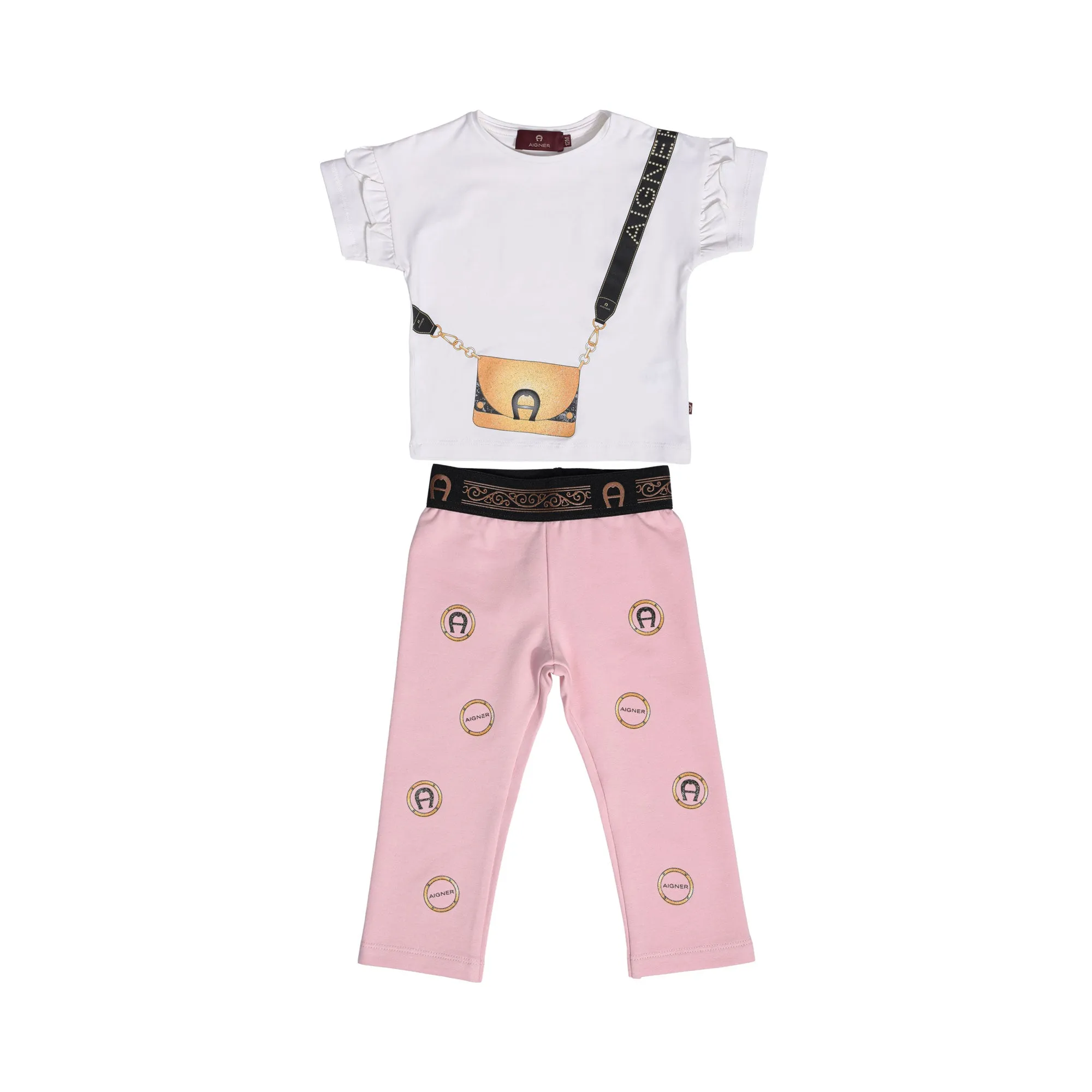Aigner Kids Baby Girl's White and Pink Set T-Shirt & Leggings