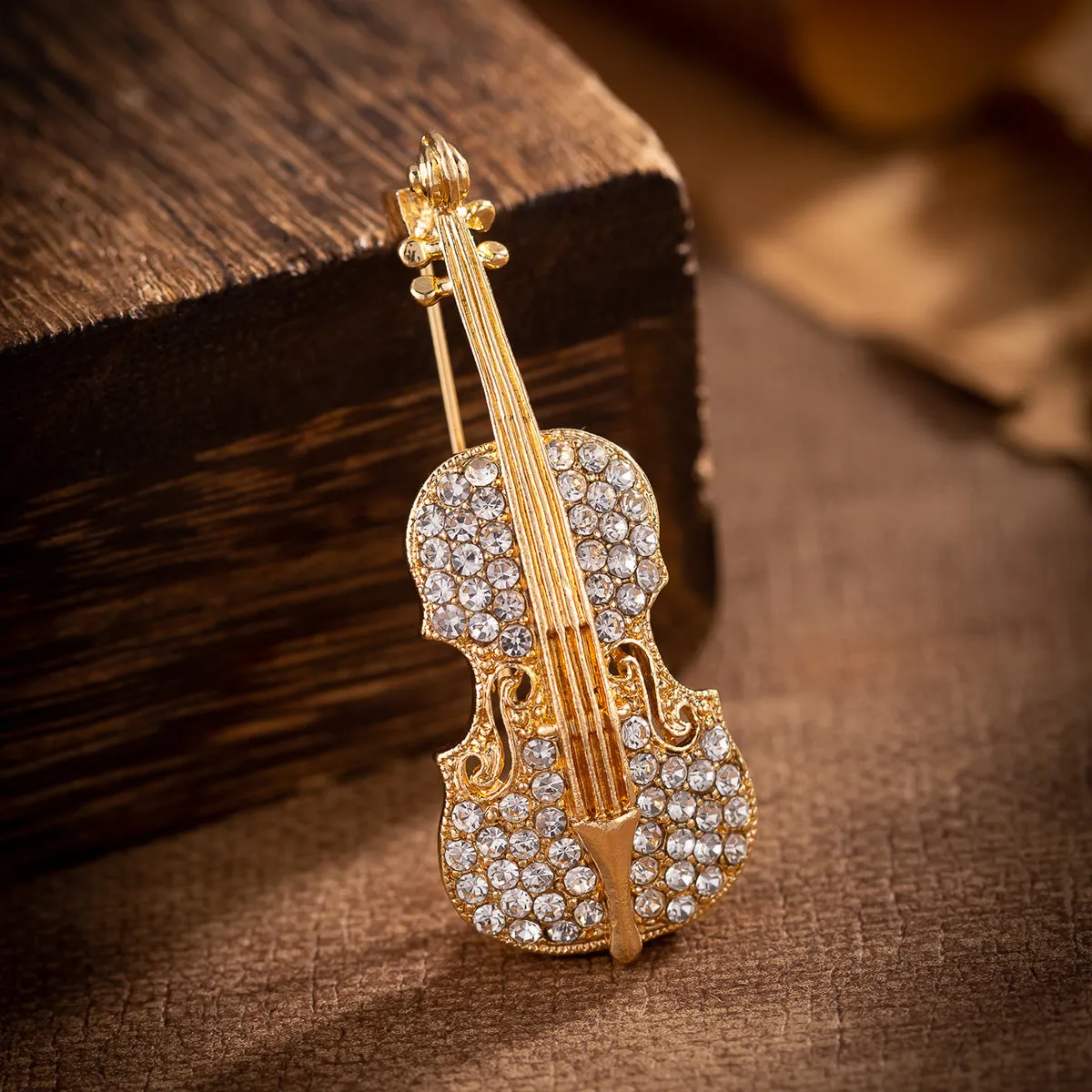 All-Diamond Musical Instrument Guitar Brooch 2 Pack