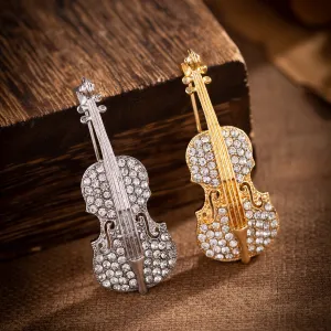 All-Diamond Musical Instrument Guitar Brooch 2 Pack