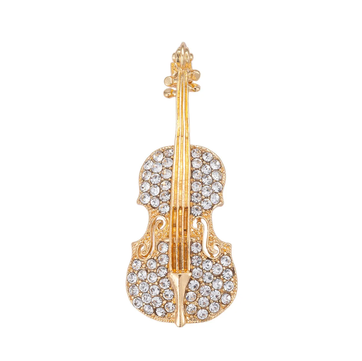 All-Diamond Musical Instrument Guitar Brooch 2 Pack