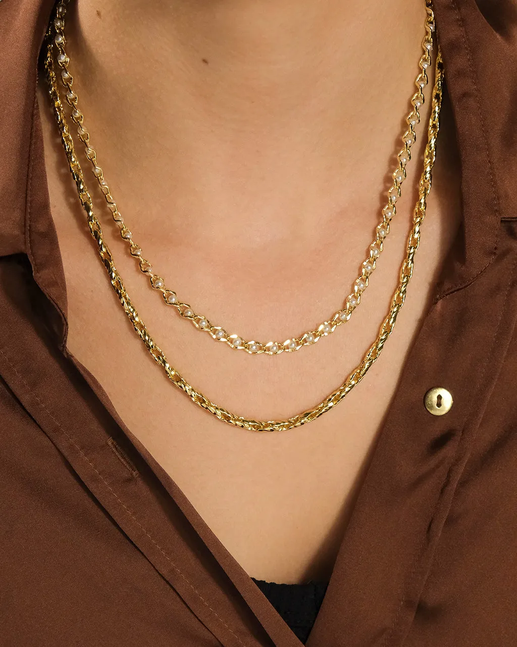 Amedea Pearl & Chain Layered Necklace