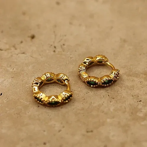 AMELIA HOOP EARRING - EMERALD/GOLD