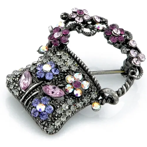 Amethyst Lady Handbag Pin Brooch
