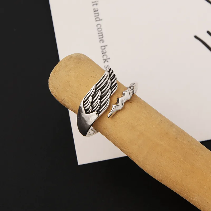 Angel Wings Feather Copper Rings Retro Hip Hop Alloy Rings