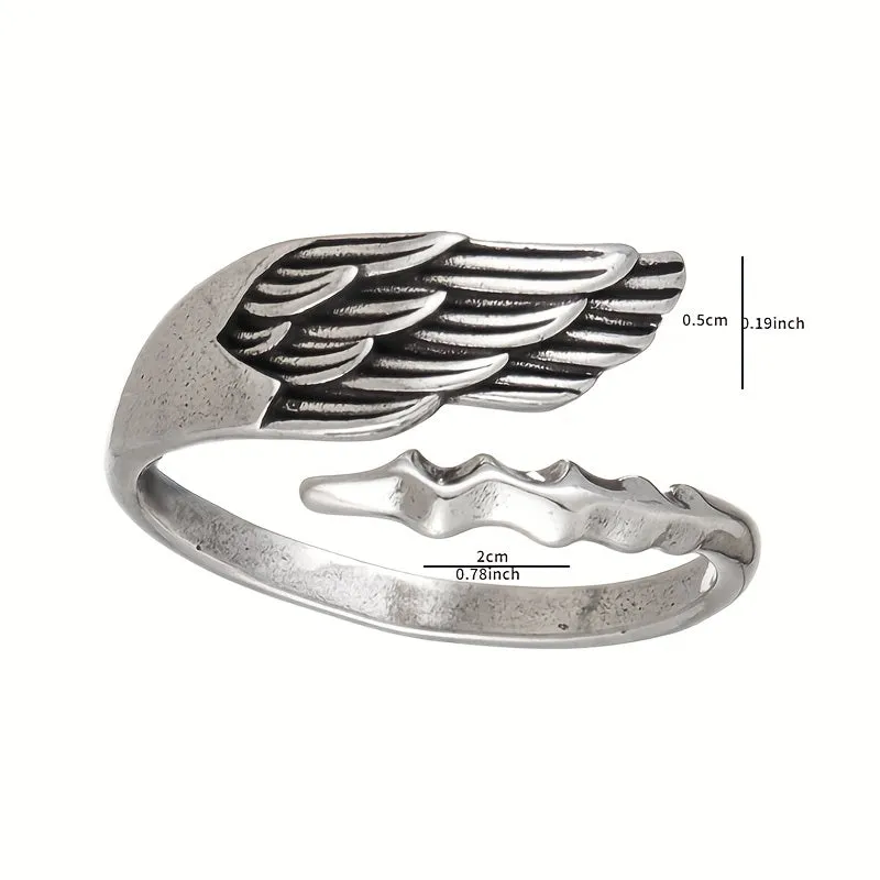 Angel Wings Feather Copper Rings Retro Hip Hop Alloy Rings