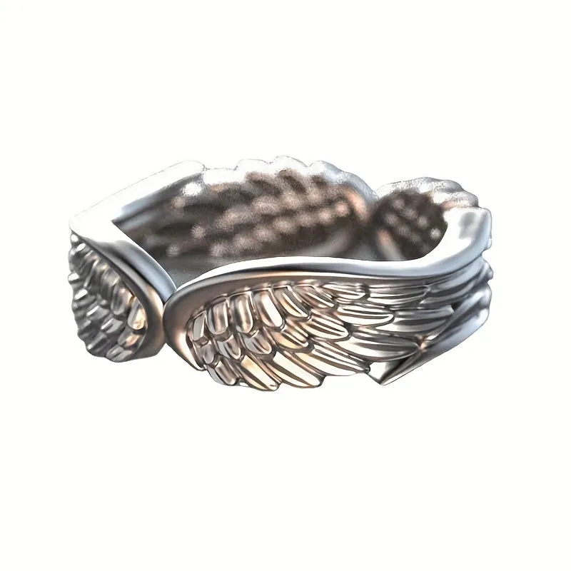Angel Wings Feather Wings Ring Men's Open Ring