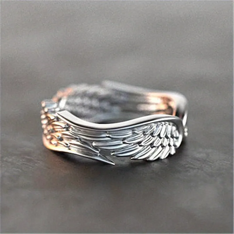 Angel Wings Feather Wings Ring Men's Open Ring