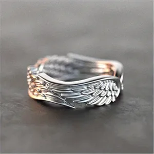Angel Wings Feather Wings Ring Men's Open Ring