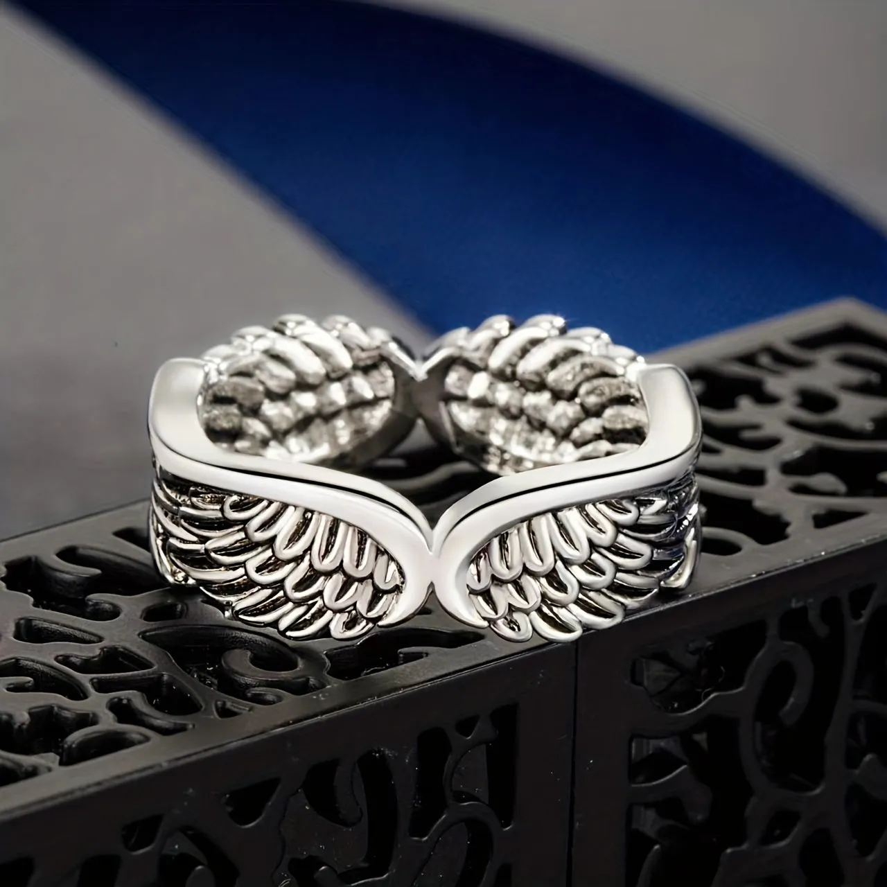Angel Wings Feather Wings Ring Men's Open Ring