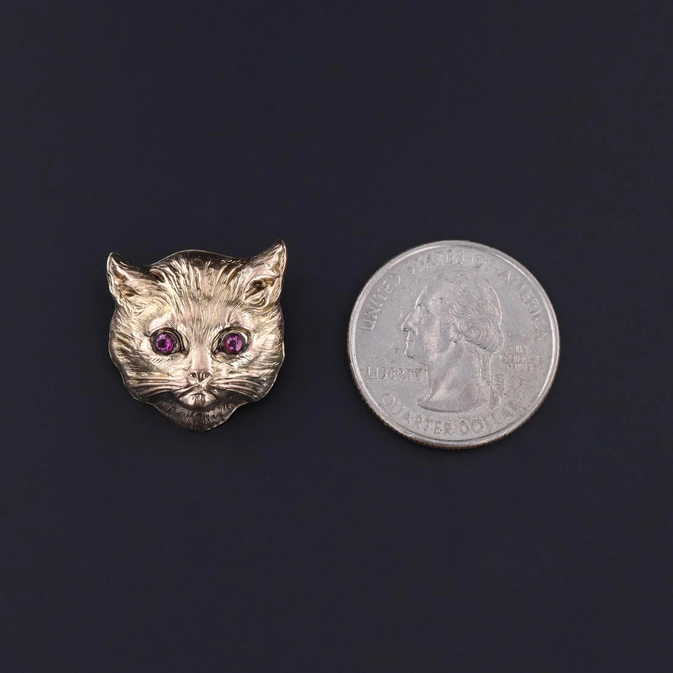 Antique Cat Brooch of 10k Gold