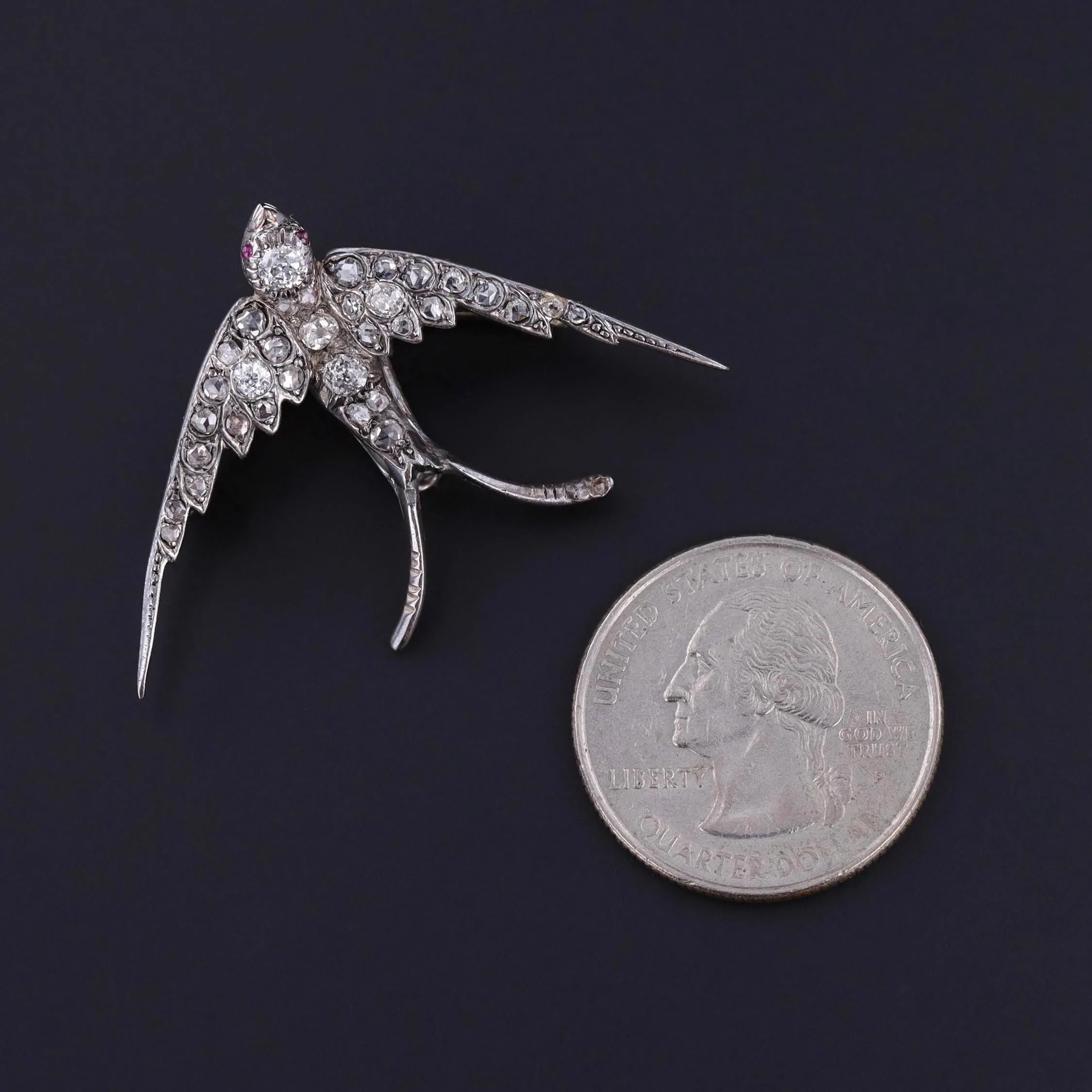 Antique Diamond Swallow Brooch