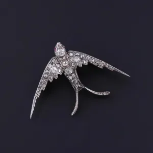 Antique Diamond Swallow Brooch
