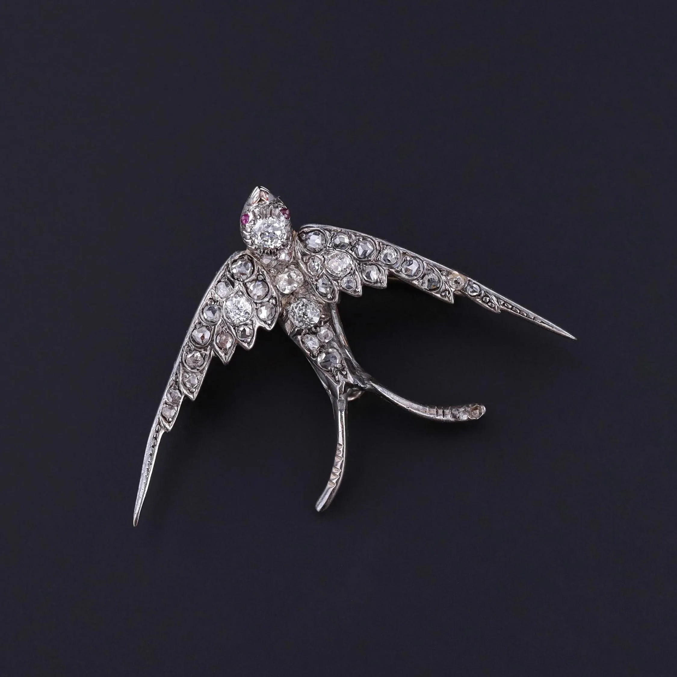 Antique Diamond Swallow Brooch