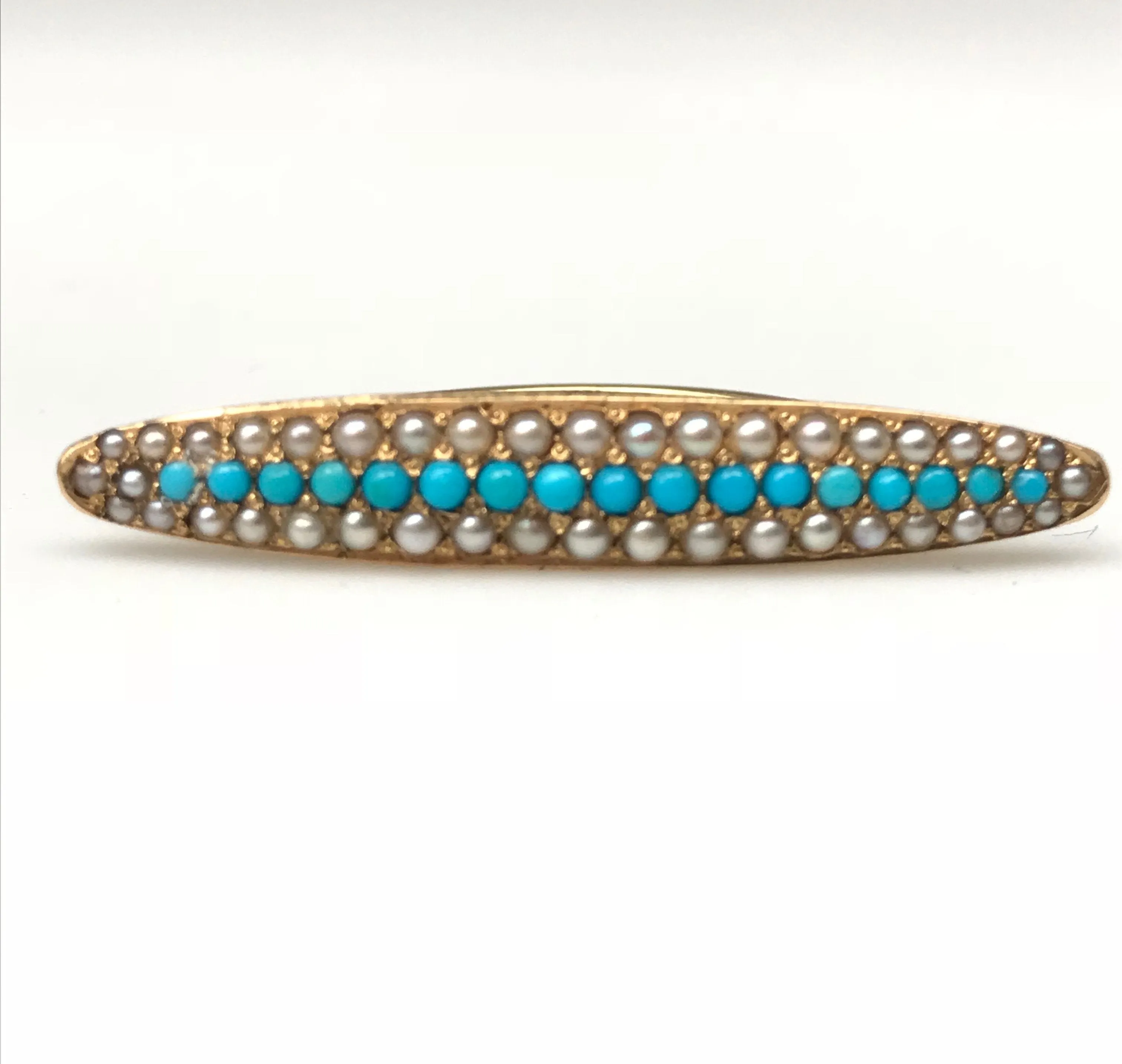 Antique Edwardian Turquoise and Seed Pearl Ring