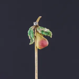 Antique Enamel Pear Stickpin of 14k Gold