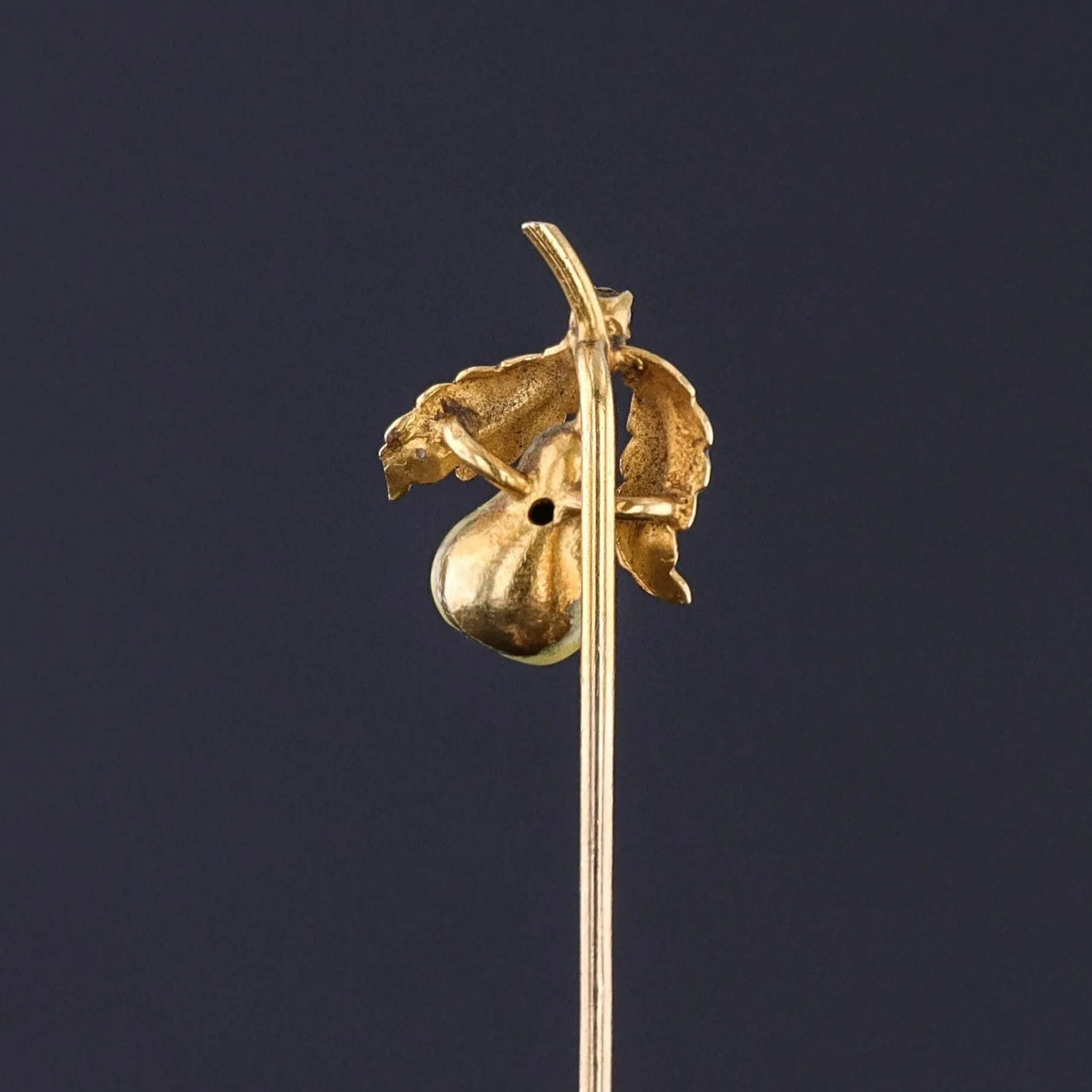 Antique Enamel Pear Stickpin of 14k Gold