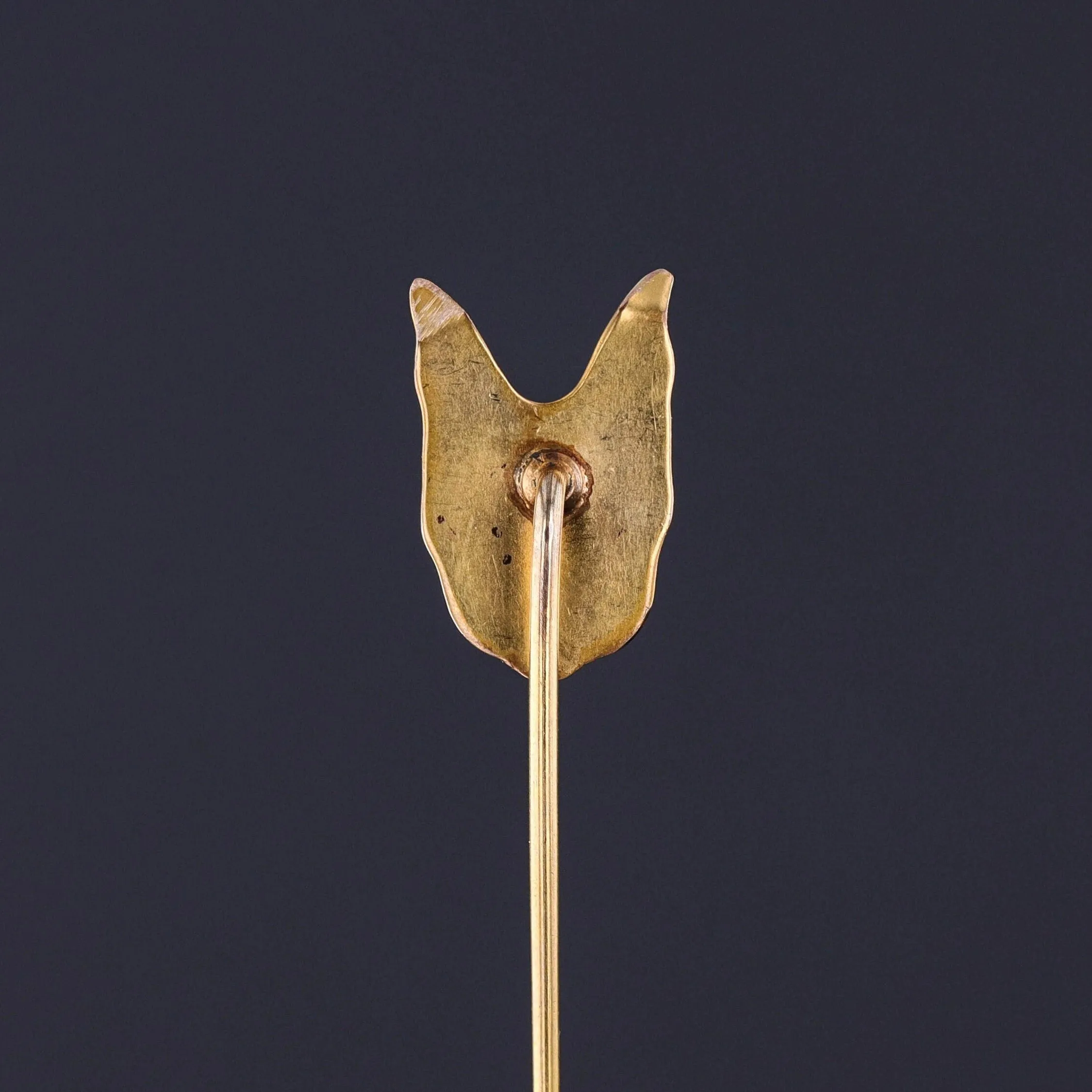 Antique French Bulldog Stickpin of 10k Gold